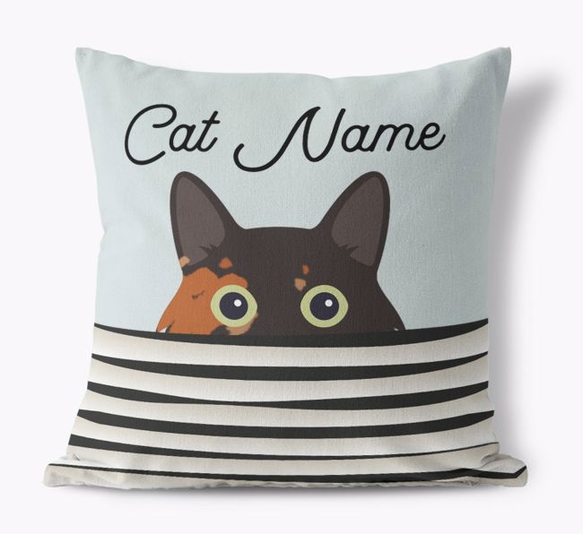 Peeking Cat: Personalized {breedCommonName} Canvas Pillow